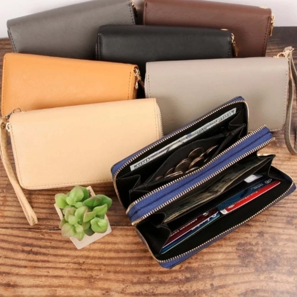 Cream Double Zippered Wallet / Wristlet BRAND NEW